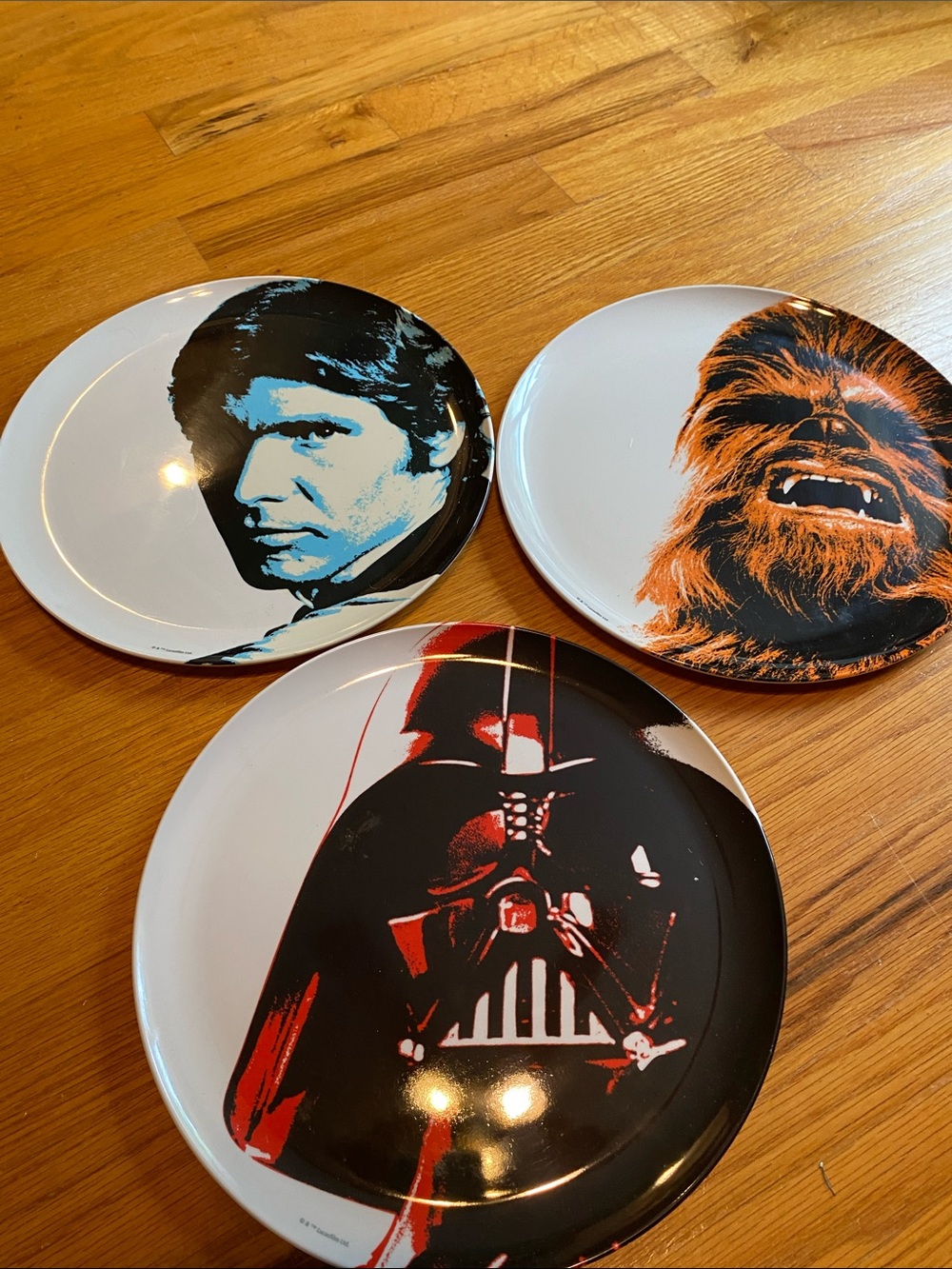 Set of 3 Star Wars Character Plates - Han Solo, Chewbacca and Darth Vader